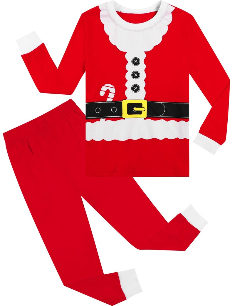 A&J DESIGN Kids Xmas Boys' Santa Pajamas Shirt Sets (8, Santa Claus) - Image 1